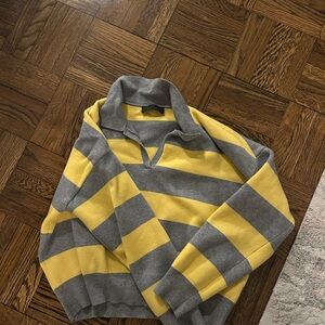 Yellow and Gray Striped Sweater